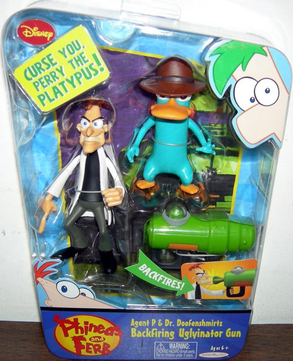 Agent P Dr Doofenshmirtz Action Figures Backfiring Uglyinator Gun