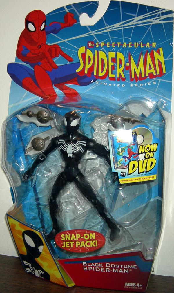 Black Costume Spider-Man Action Figure Snap-On Jet Pack Spectacular ...